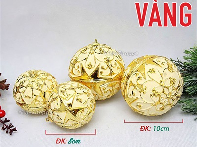 Trái châu Noel vân nổi 6 cạnh 2D [ĐK8/10cm - ánh kim] TRAICHAU-30